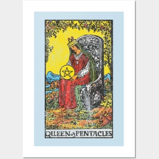 Queen of pentacles tarot card (distressed) Posters and Art